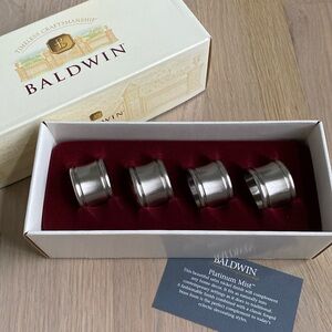 Baldwin Satin Nickel Napkin Rings - Set of 4